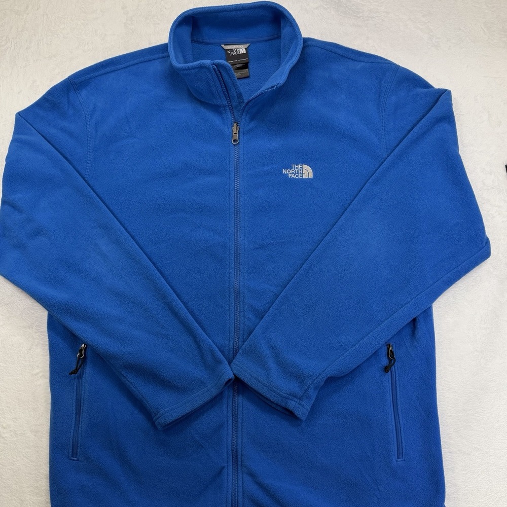 The North Face Full Zip Fleece Jacket Men's XL Blue Pockets Outdoor Winter